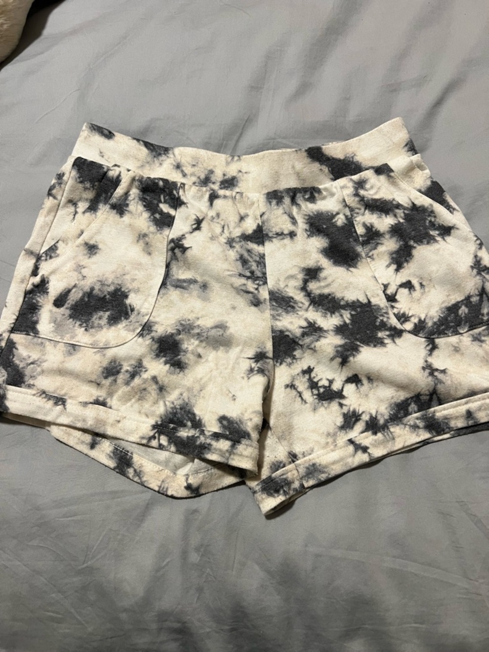 Women's Black and White Tie-Dye Athletic Shorts